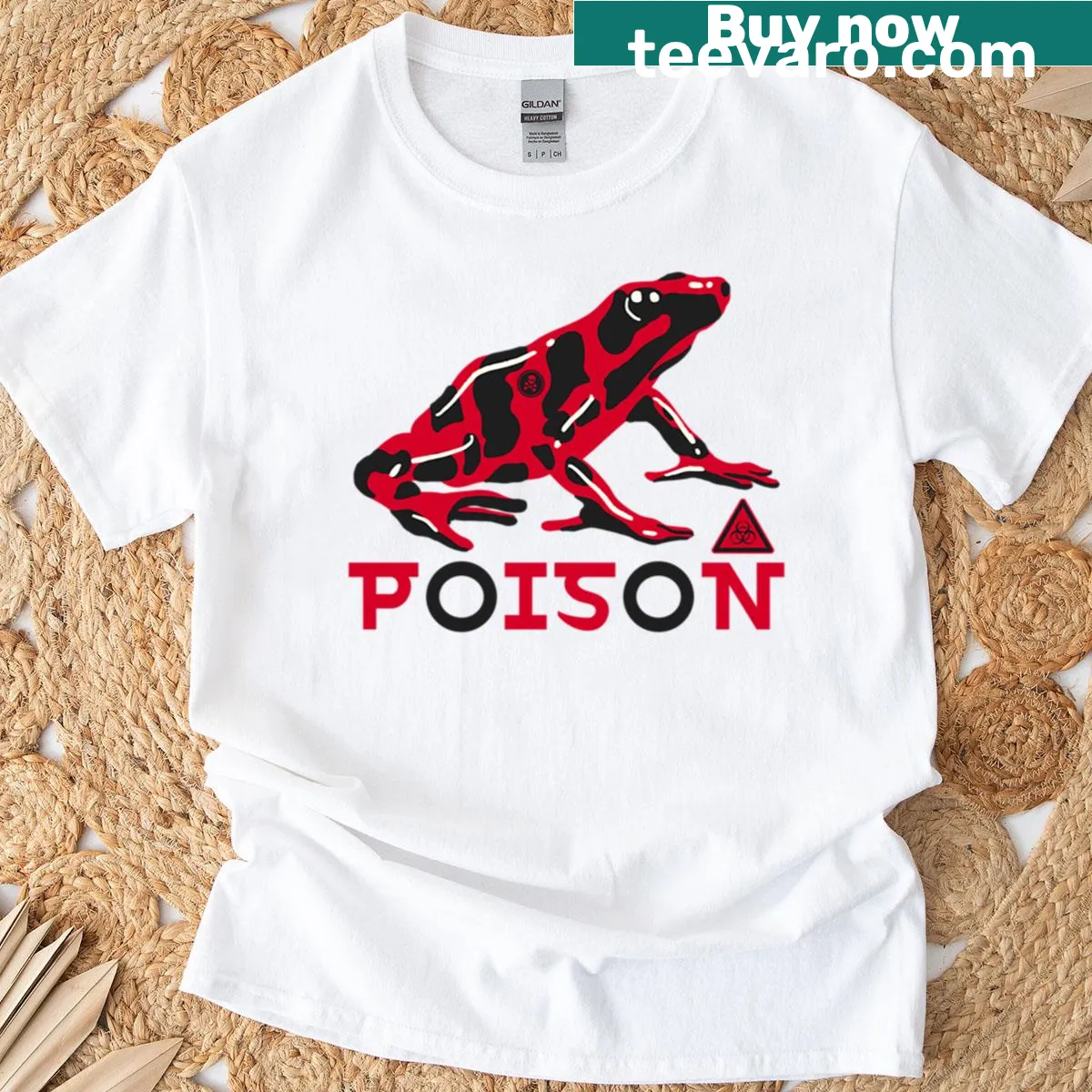 Illustration of a poison frog on a T-shirt — on a men's t-shirt