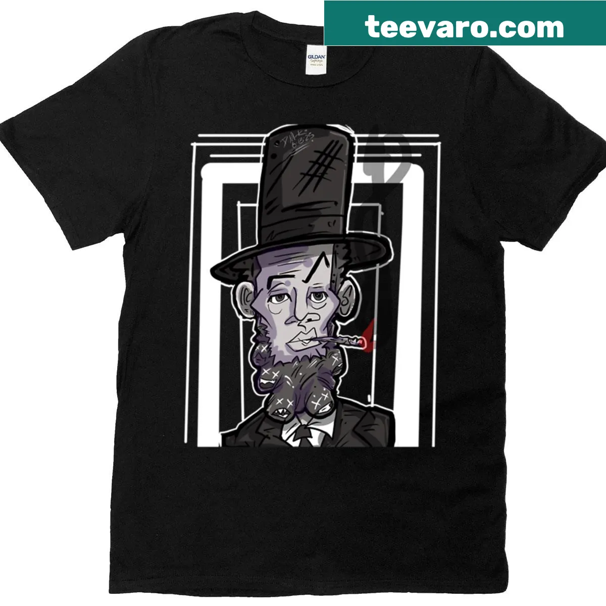 Illustration of President Lincoln on a historical-themed T-shirt — on a men's t-shirt