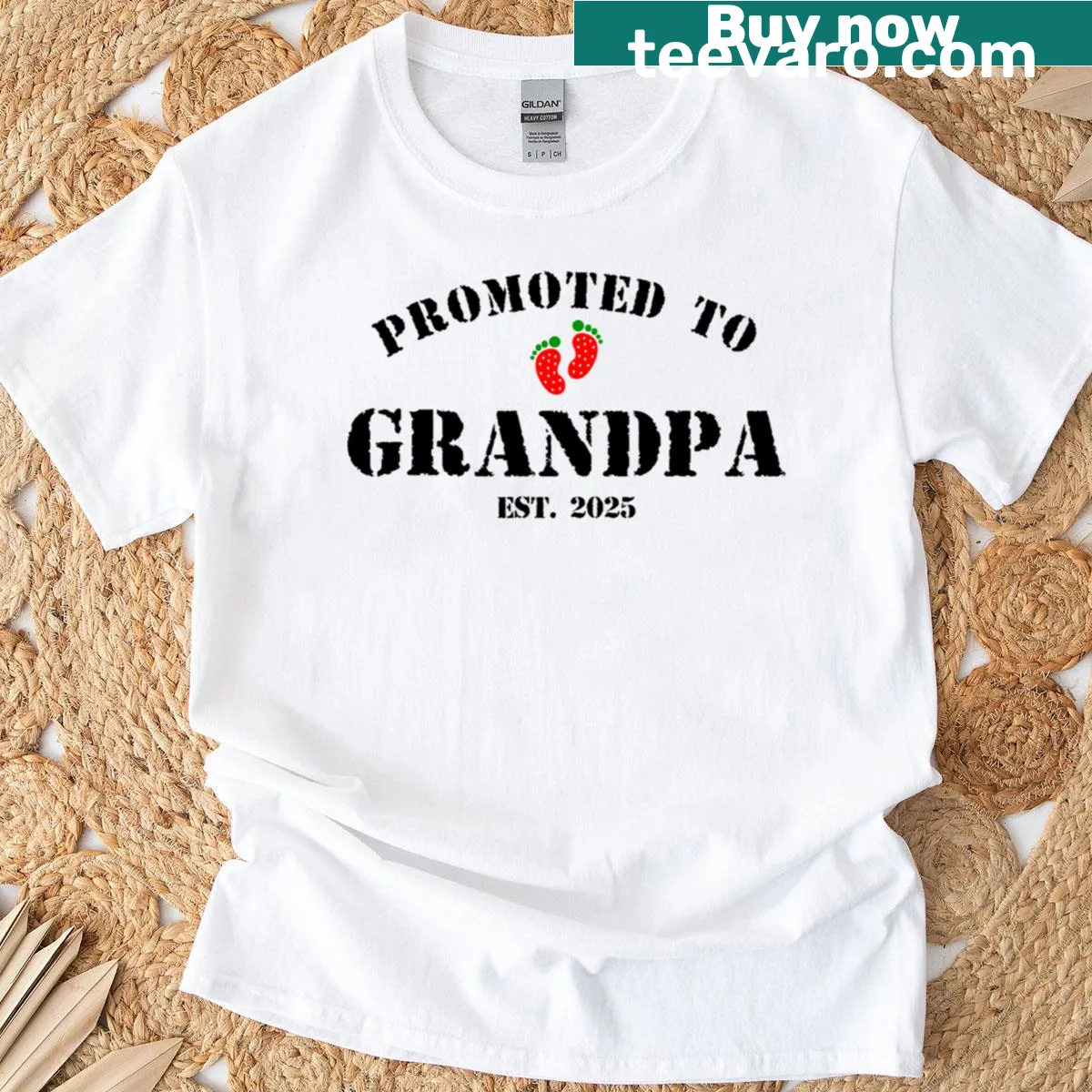 T-shirt with 'Promoted To Grandpa' text design — on a men's t-shirt