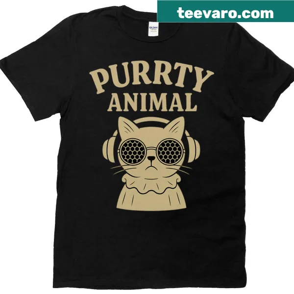 Vintage T-shirt with a disco cat wearing sunglasses graphic