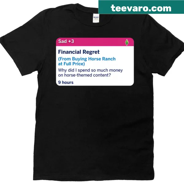 Sims 4 t-shirt featuring a sad moodlet about expansion packs