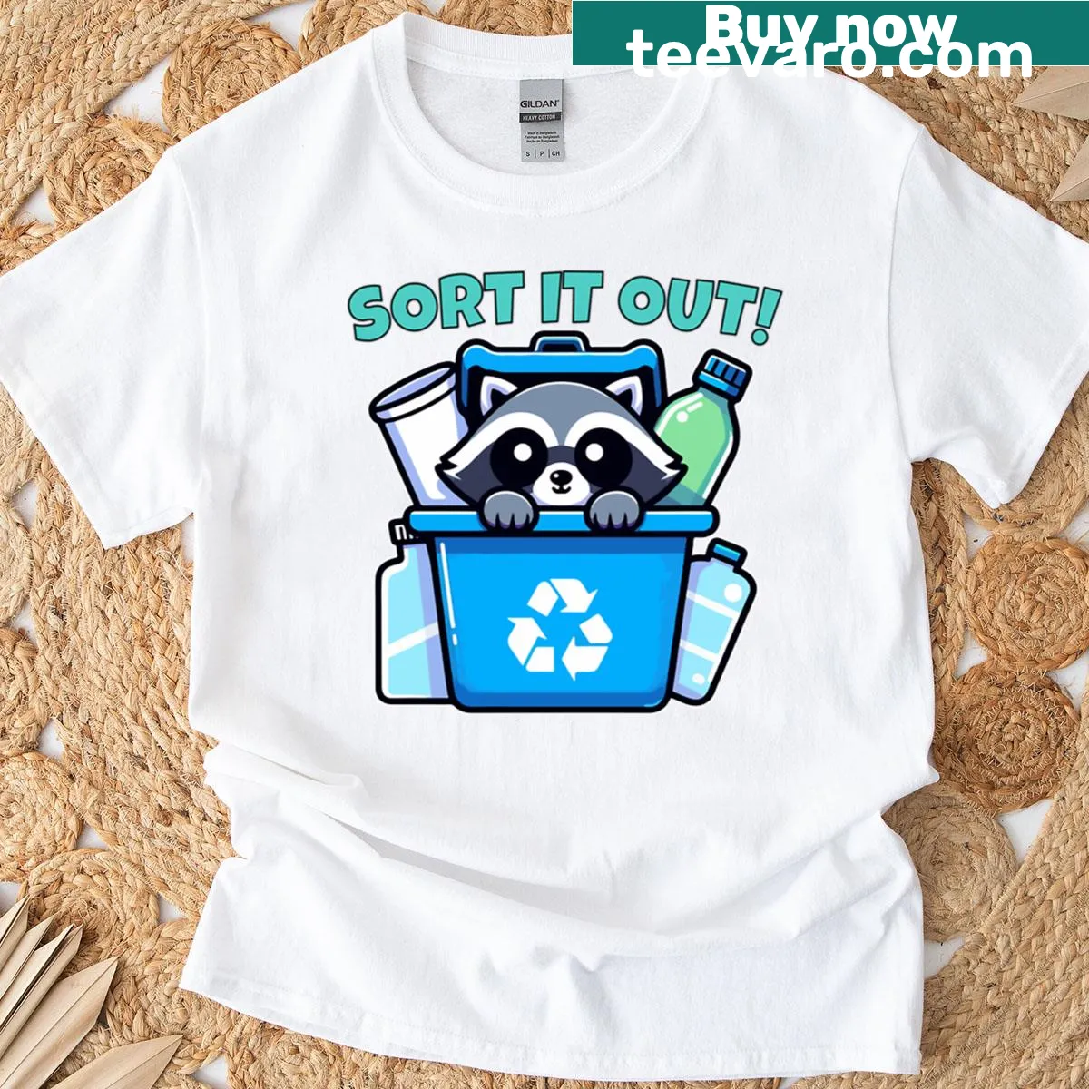 Playful typography of 'Sort It Out' in an illustrative style on a t-shirt — on a men's t-shirt