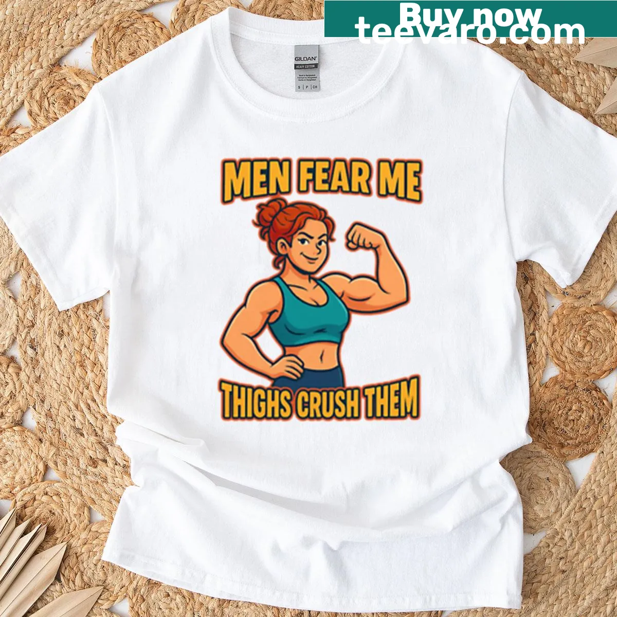 Bold Gym Queen Mode On t-shirt with empowering typography — on a men's t-shirt