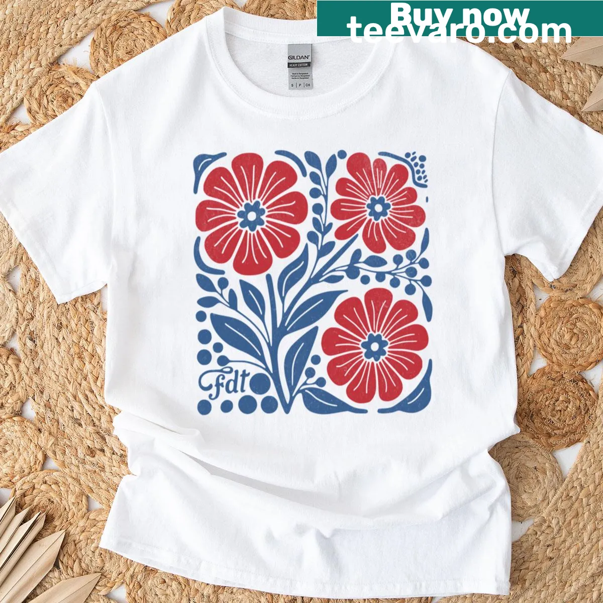Floral design T-shirt with subtle anti-Trump message — on a men's t-shirt