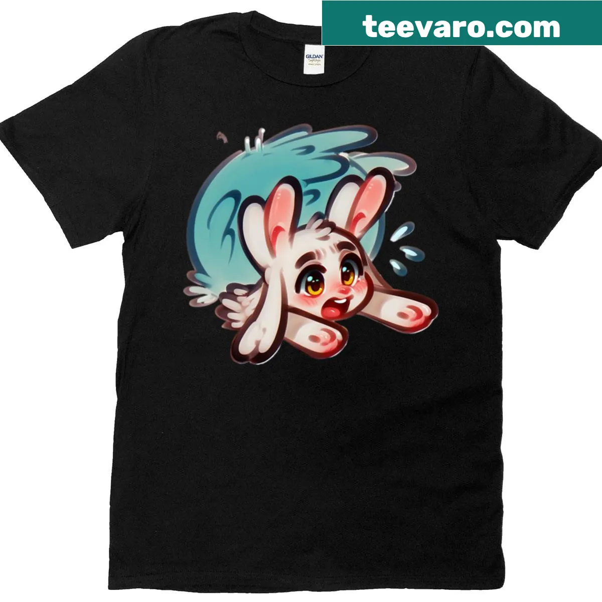 Cute chibi bunny graphic t-shirt for kids — on a men's t-shirt