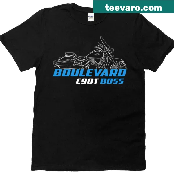 Illustration of a Suzuki Boulevard C90t motorcycle on a T-shirt
