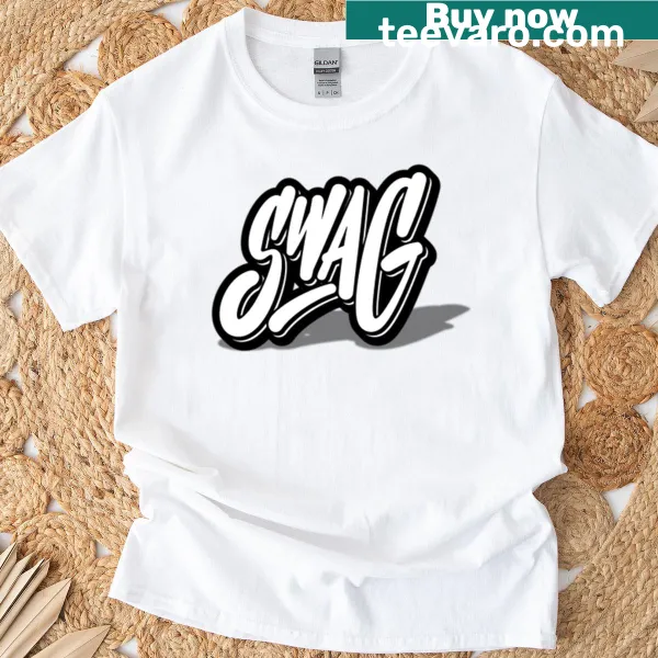 Handwritten typography design with 'Swag' word art on T-shirt