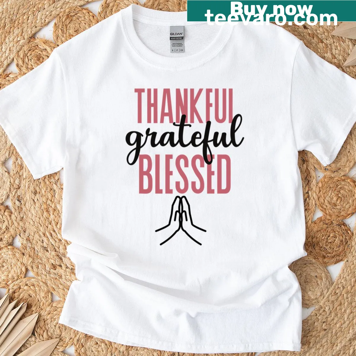 Inspirational t-shirt with Thankful Grateful Blessed quote — on a men's t-shirt