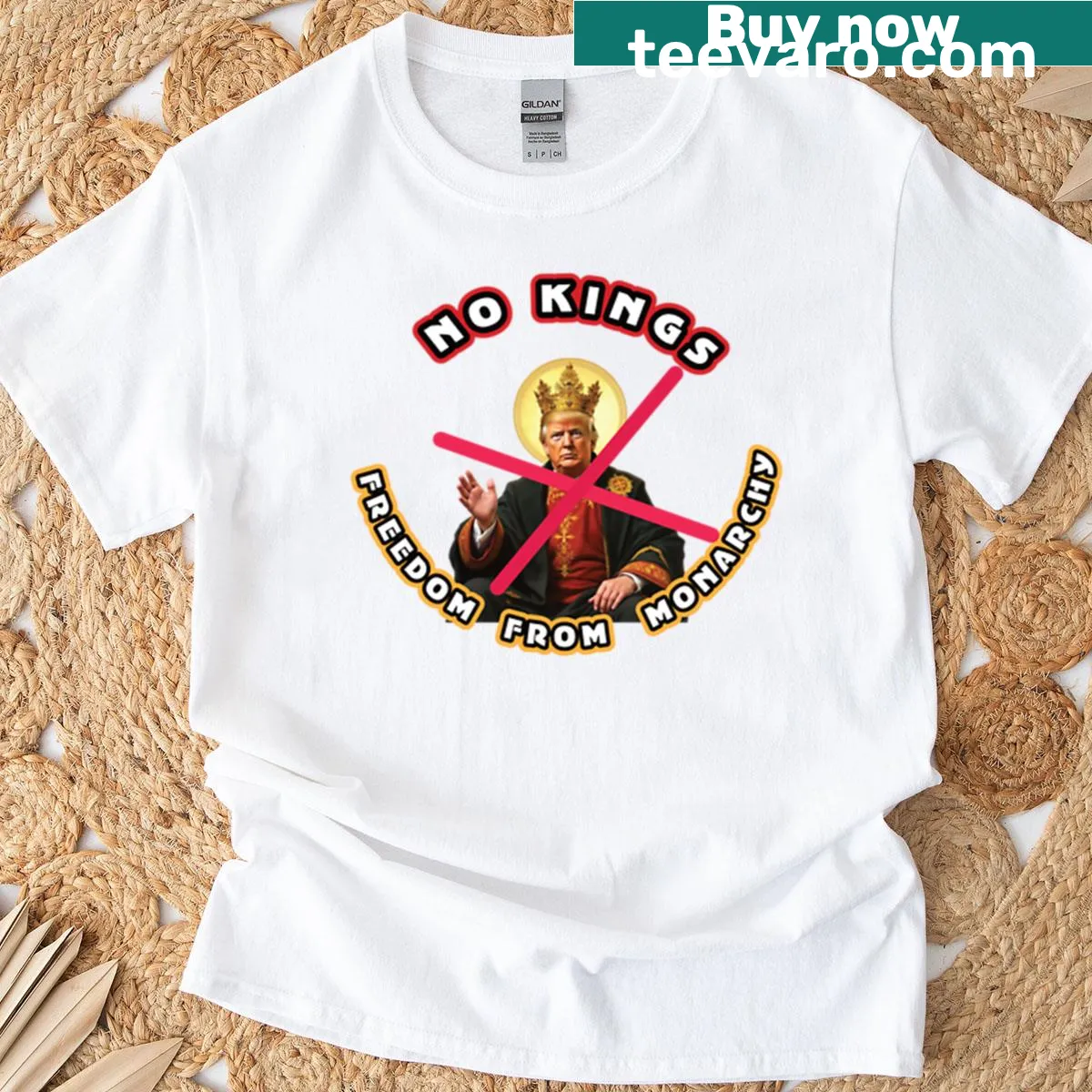 T-shirt with the phrase 'There Shall Be No Kings' promoting equality — on a men's t-shirt