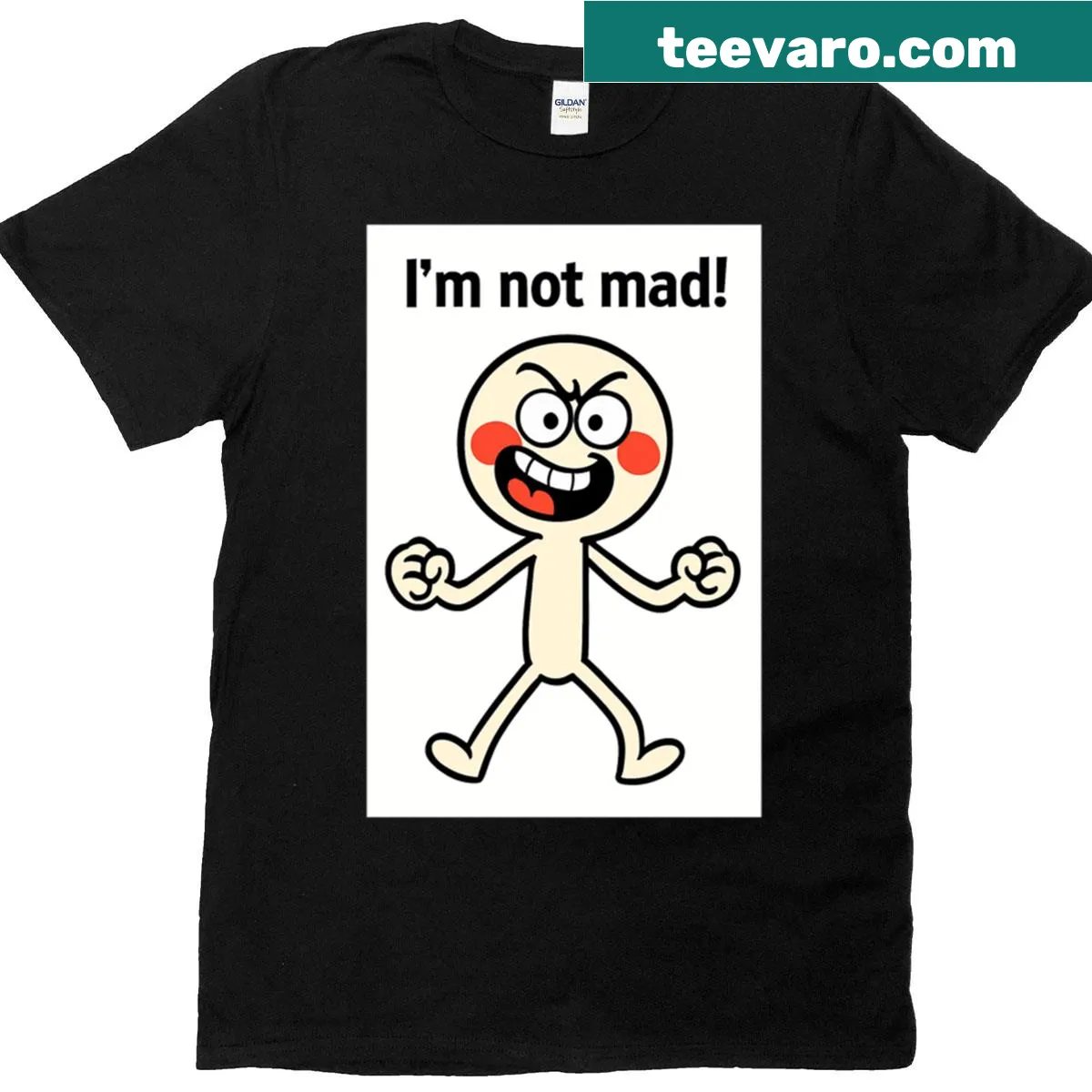 Playful T-shirt with the phrase 'Totally Not Mad' in fun typography. — on a men's t-shirt