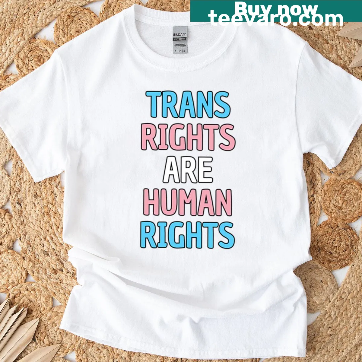 T-shirt with the phrase Trans Rights Are Human Rights — on a men's t-shirt