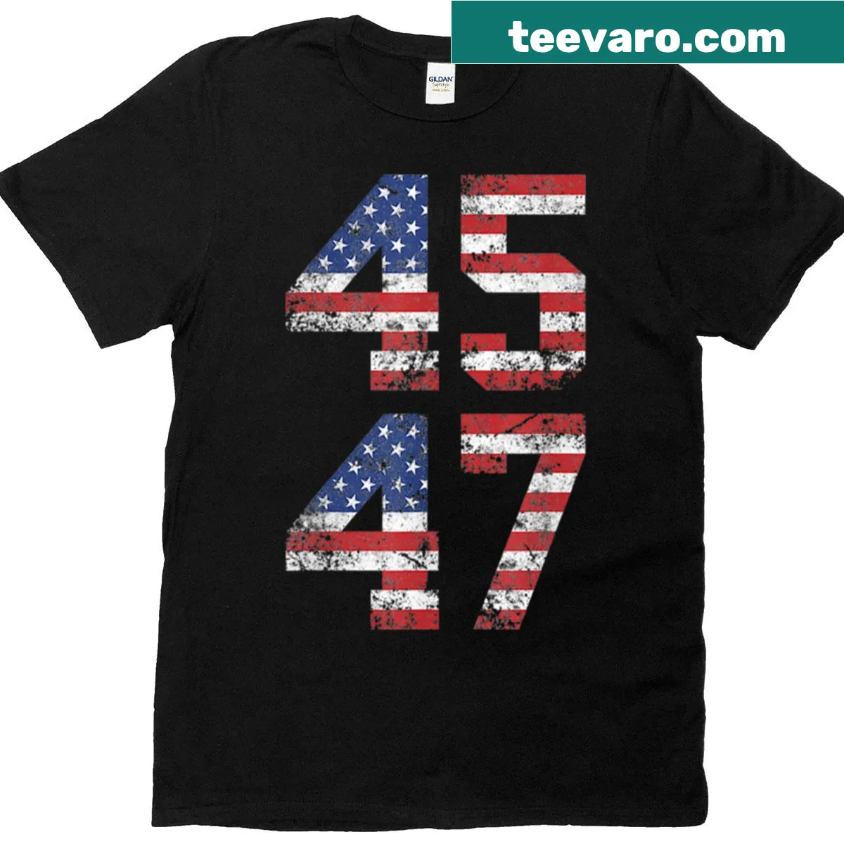 Bold typography on a Trump 2024 campaign t-shirt — on a men's t-shirt