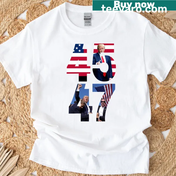 Trump 45 47 Make America Great Again T-shirt with bold typography