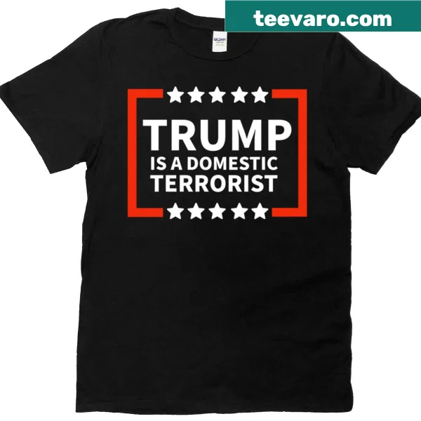 Bold typography T-shirt with the statement: Trump Is A Domestic Terrorist