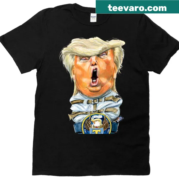 T-shirt featuring a humorous Trump podium graphic