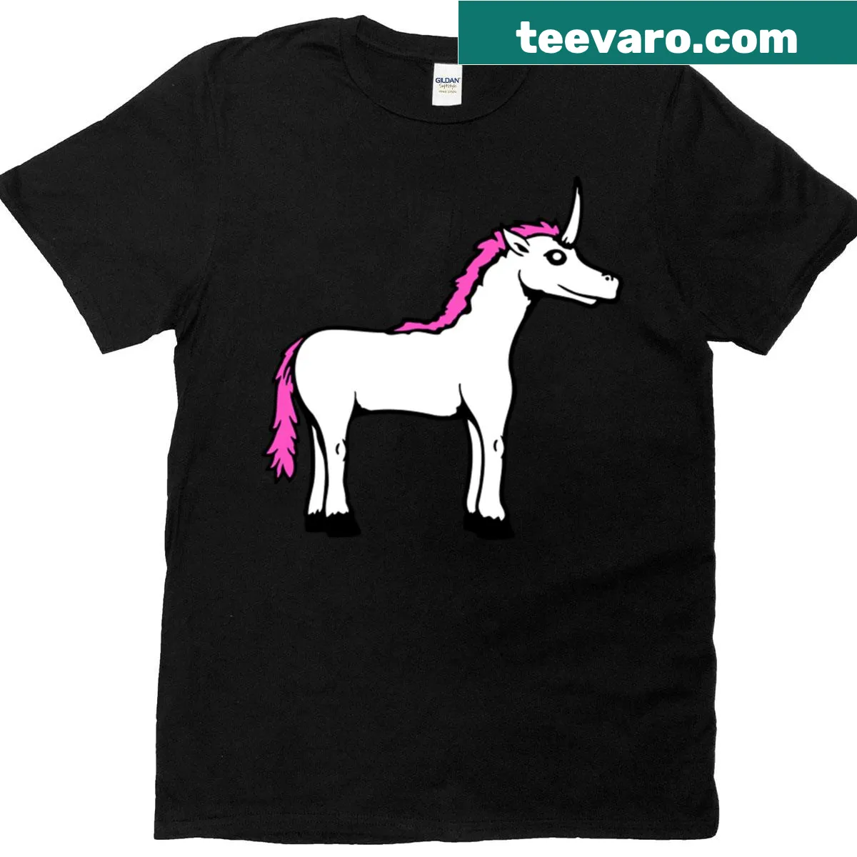 Cartoon unicorn graphic on a whimsical T-shirt — on a men's t-shirt