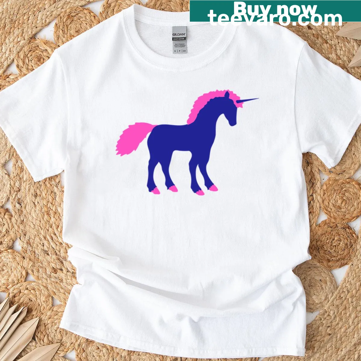 Silhouette of a unicorn on a T-shirt, showcasing mythical charm — on a men's t-shirt