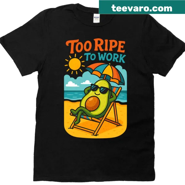 Fun avocado graphic representing summer vibes on a t-shirt.