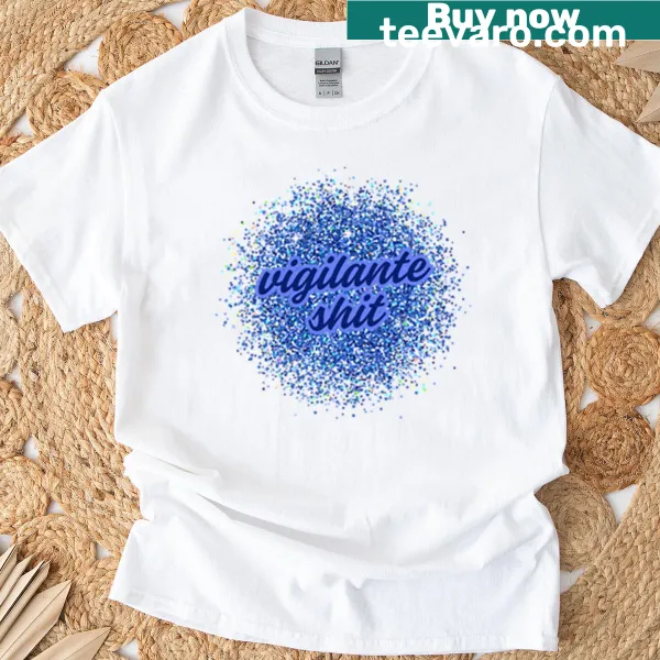 Edgy textual graphic on a vigilante theme t-shirt