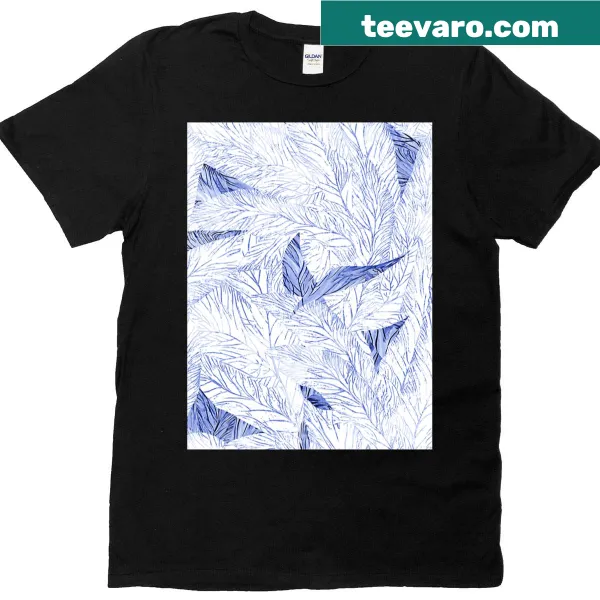 Elegant tropical foliage pattern T-shirt with intricate designs
