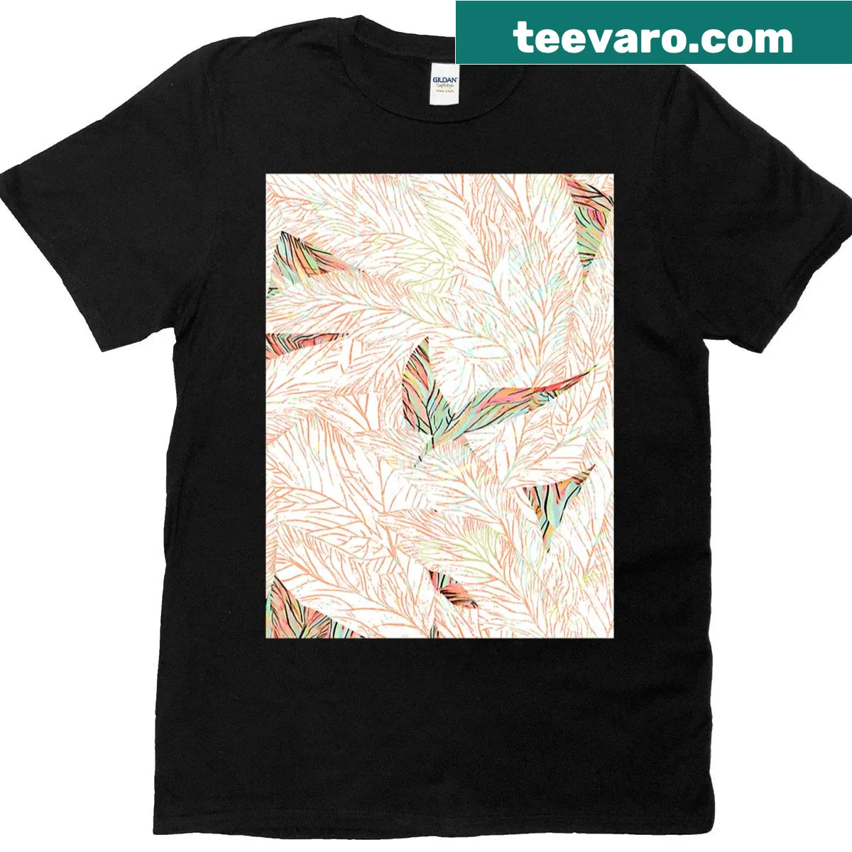 Colorful tropical foliage pattern on a summer print t-shirt — on a men's t-shirt