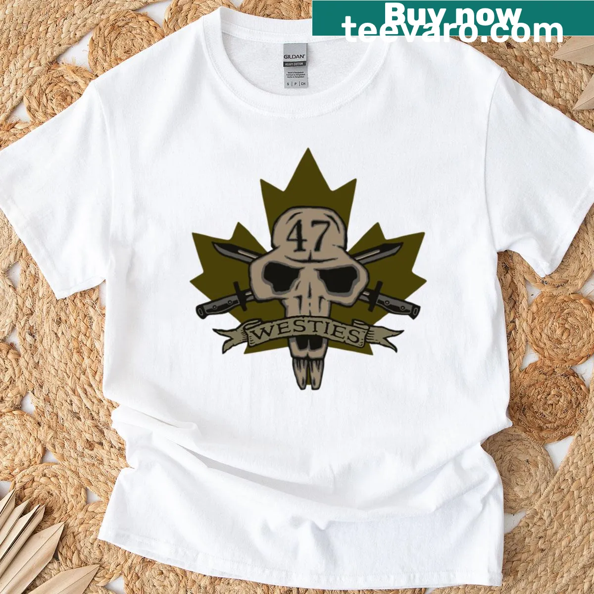 Subdued illustration of West Highland Terriers on a shirt — on a men's t-shirt