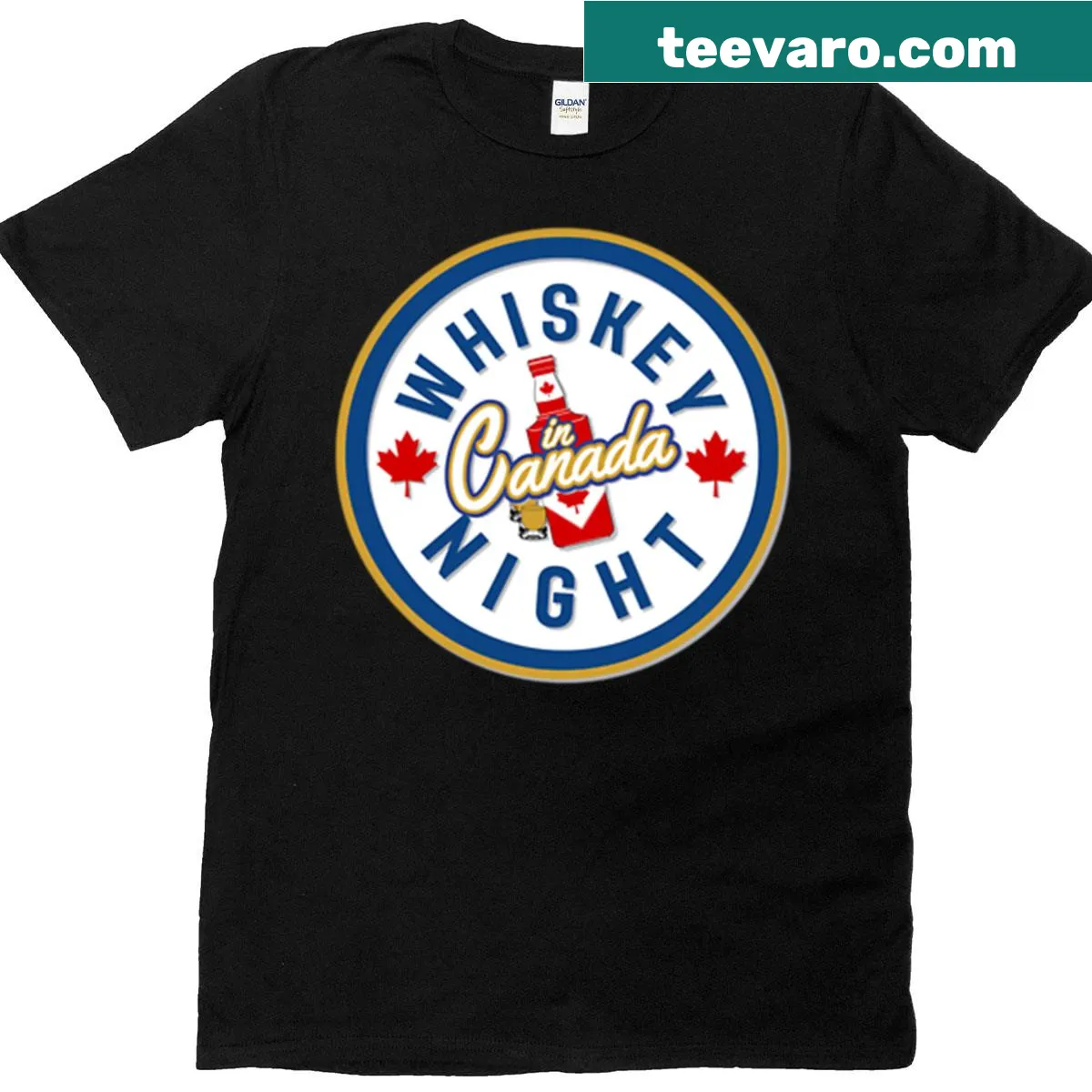 Whiskey Night In Canada graphic on a t-shirt — on a men's t-shirt
