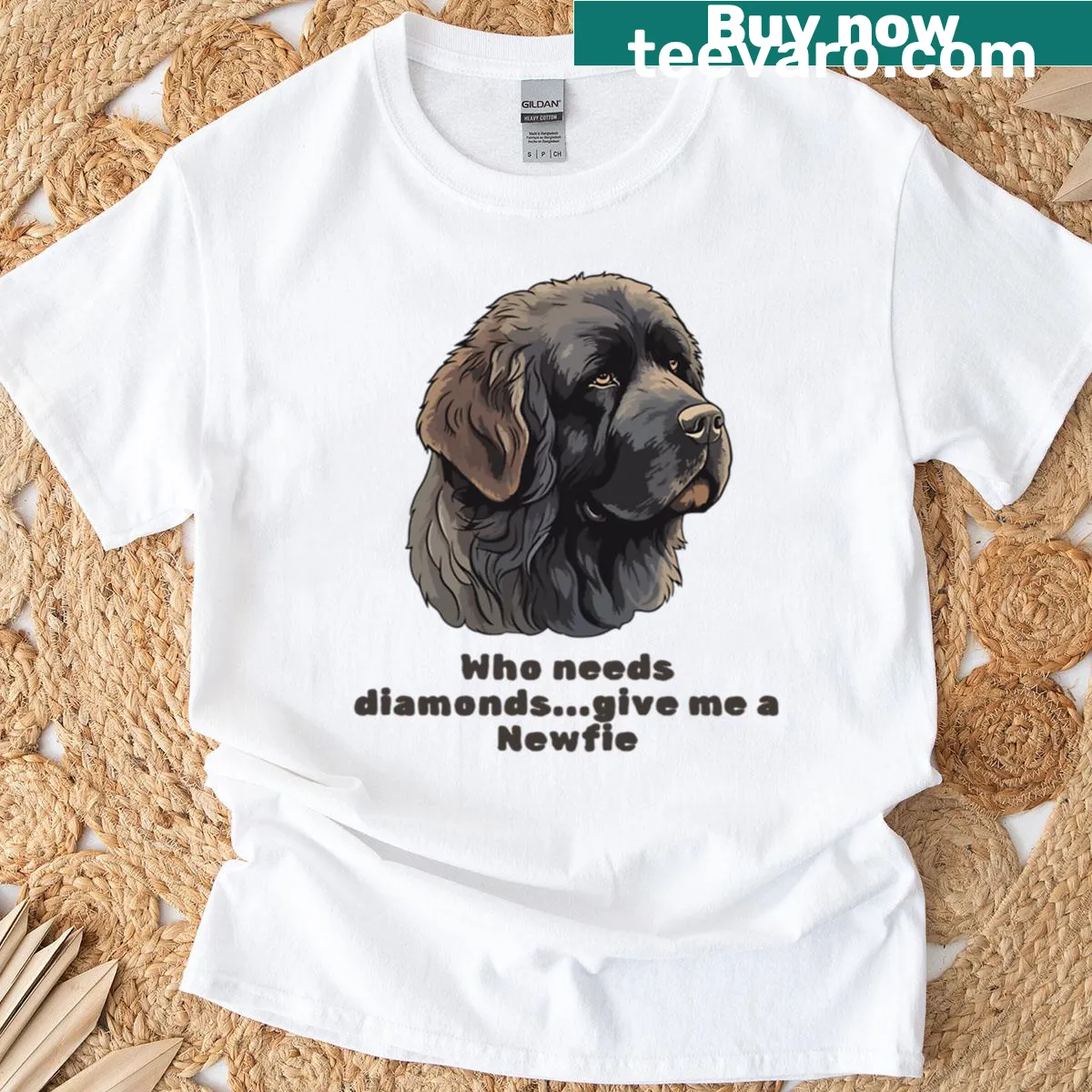 T-shirt with the phrase 'Who Needs Diamonds?' aimed at dog lovers — on a men's t-shirt