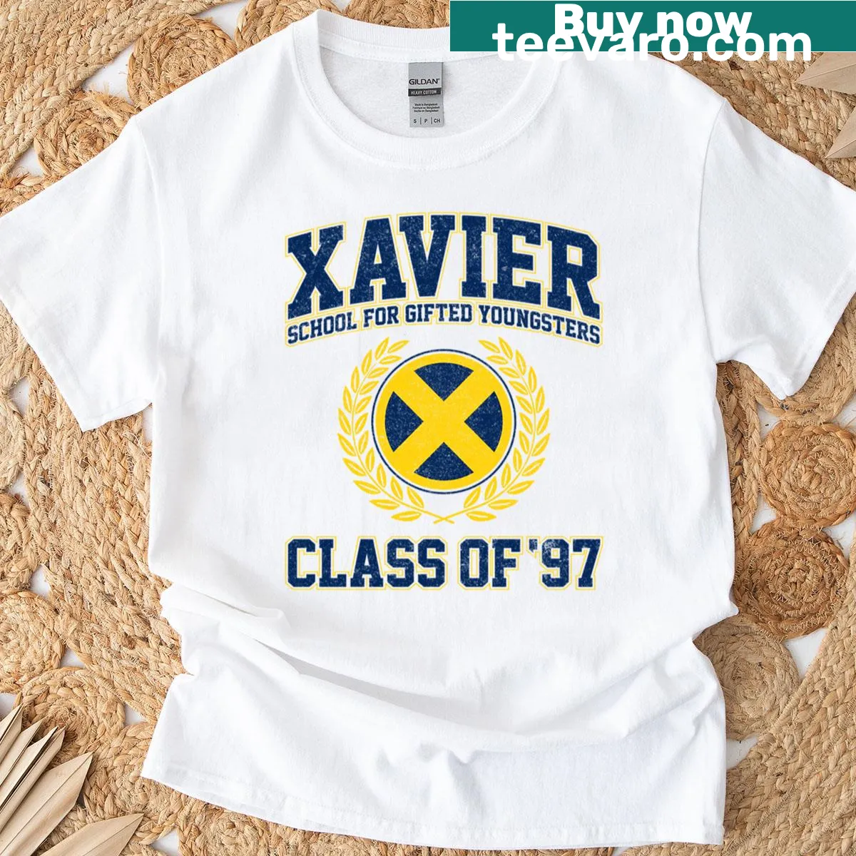 Abstract typography T-shirt commemorating Class of 97 — on a men's t-shirt