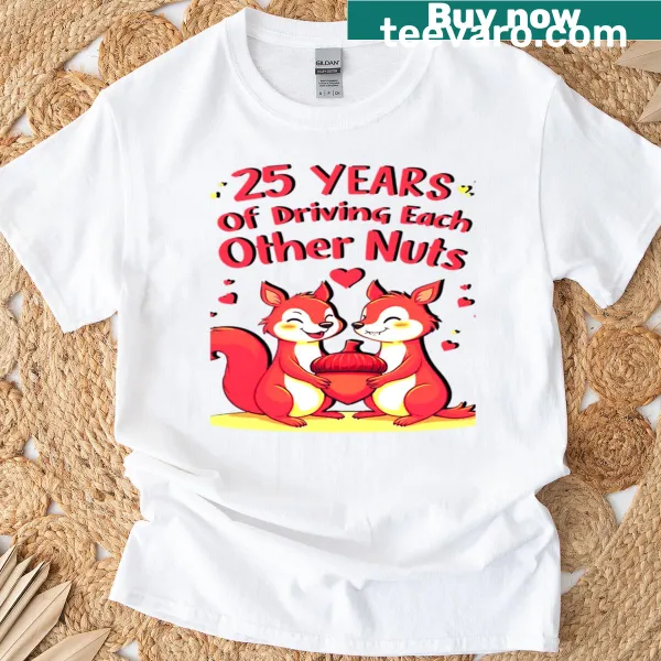 Fun typography t-shirt celebrating 25 years of love and humor in relationships