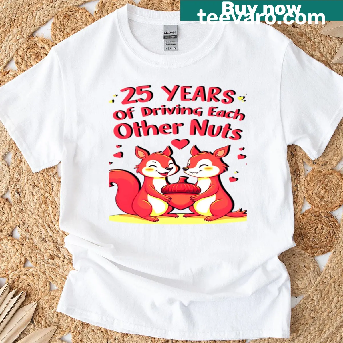 Fun typography t-shirt celebrating 25 years of love and humor in relationships — on a men's t-shirt