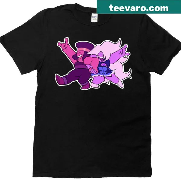 Minimalistic design inspired by Amethyst and Ruby on a t-shirt