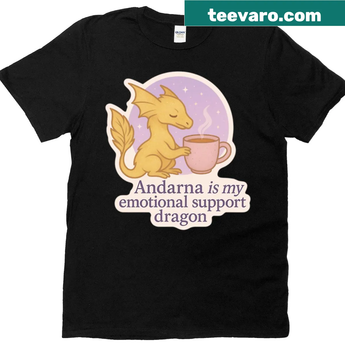 Andarna emotional support dragon graphic t-shirt — on a men's t-shirt