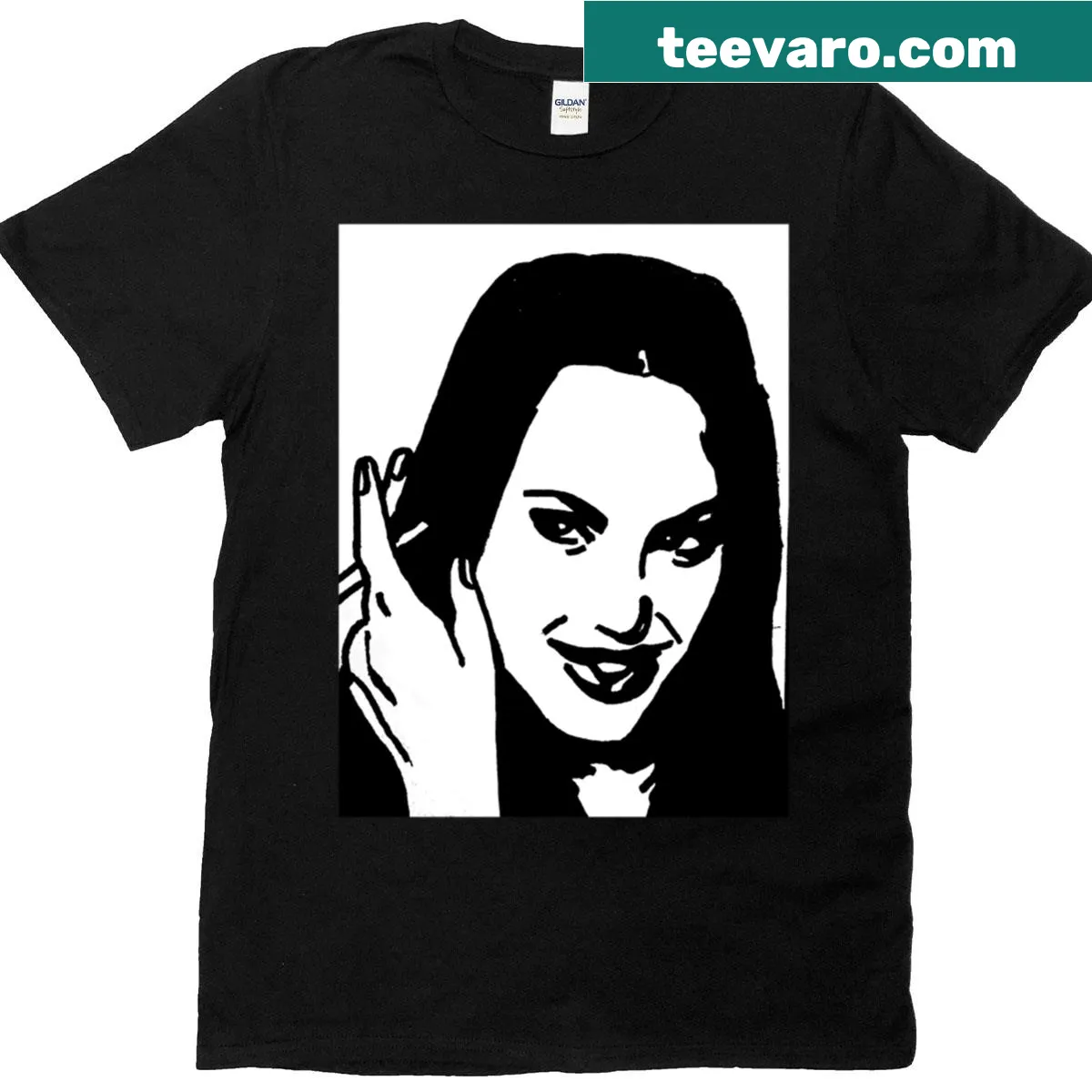 Illustration of Angelina Jolie on a stylish t-shirt — on a men's t-shirt