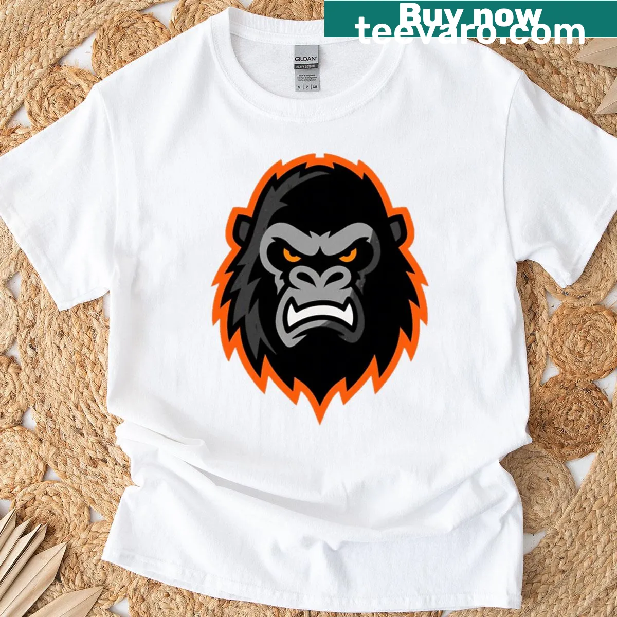 Graphic of an angry gorilla on a t-shirt — on a men's t-shirt