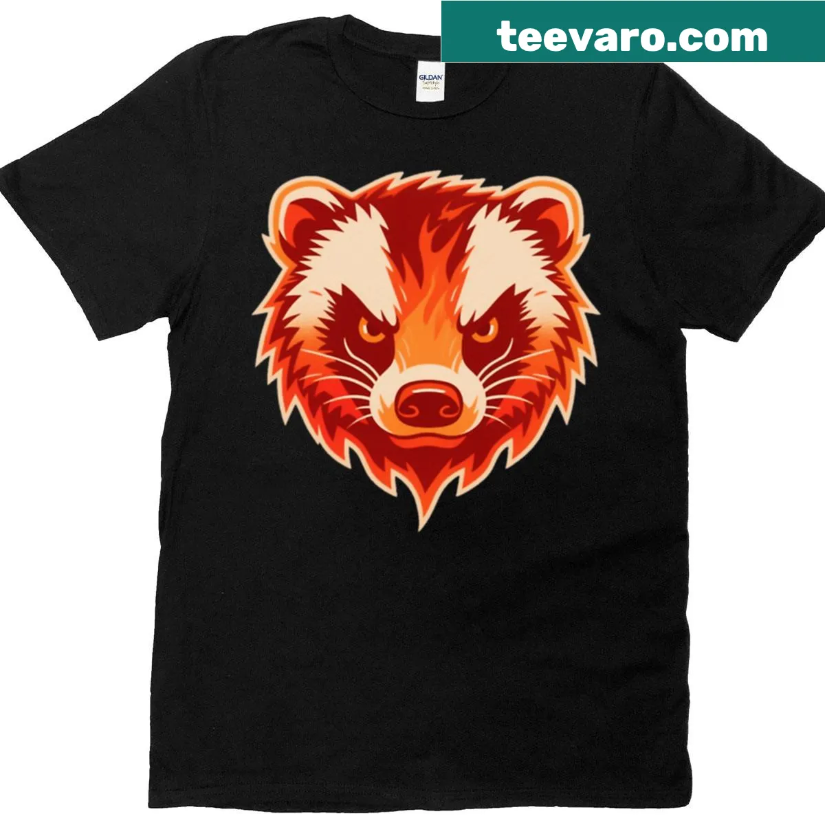 Cartoon Angry Honey Badger t-shirt design — on a men's t-shirt