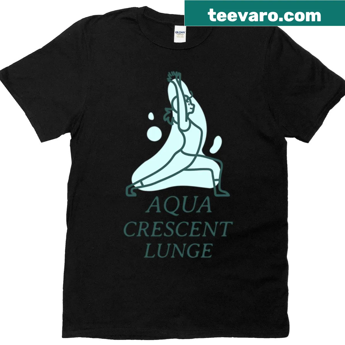 Dynamic illustration of crescent lunge pose on T-shirt — on a men's t-shirt