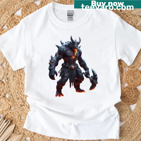Illustration of Ashbrand, the Molten Heretic on a t-shirt