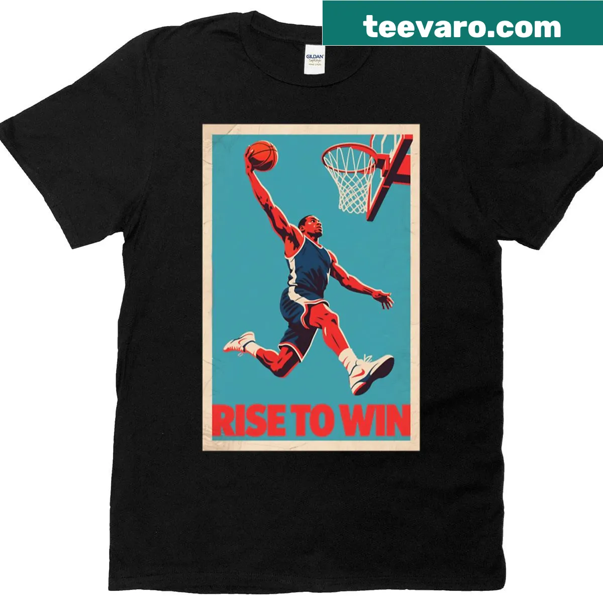 80s style slam dunk graphic T-shirt with inspirational theme — on a men's t-shirt