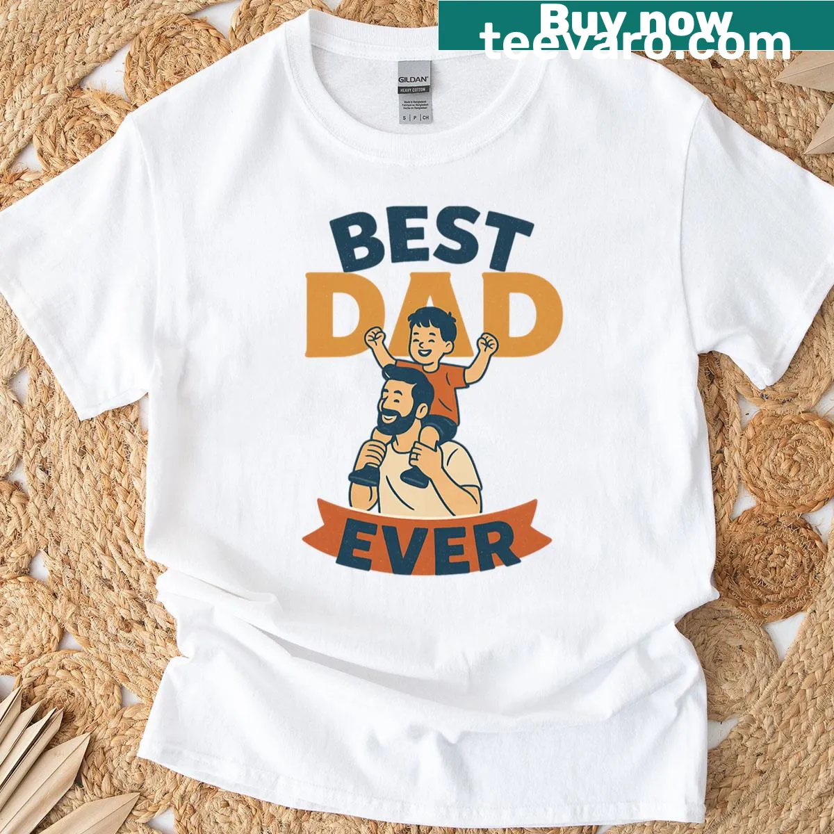 Vintage design with 'Best Dad Ever' text on a T-shirt — on a men's t-shirt