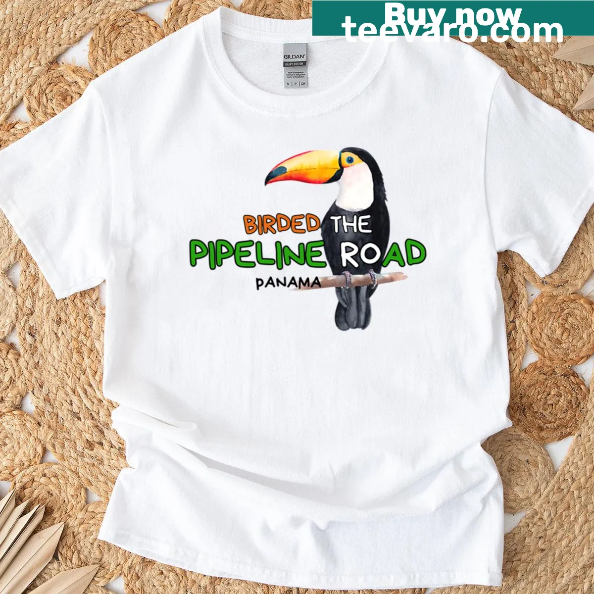 T-shirt showcasing bird illustrations from Panama's Pipeline Road — on a men's t-shirt