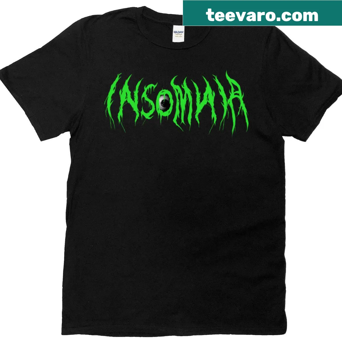 Black Metal logo T-shirt in green with edgy design — on a men's t-shirt