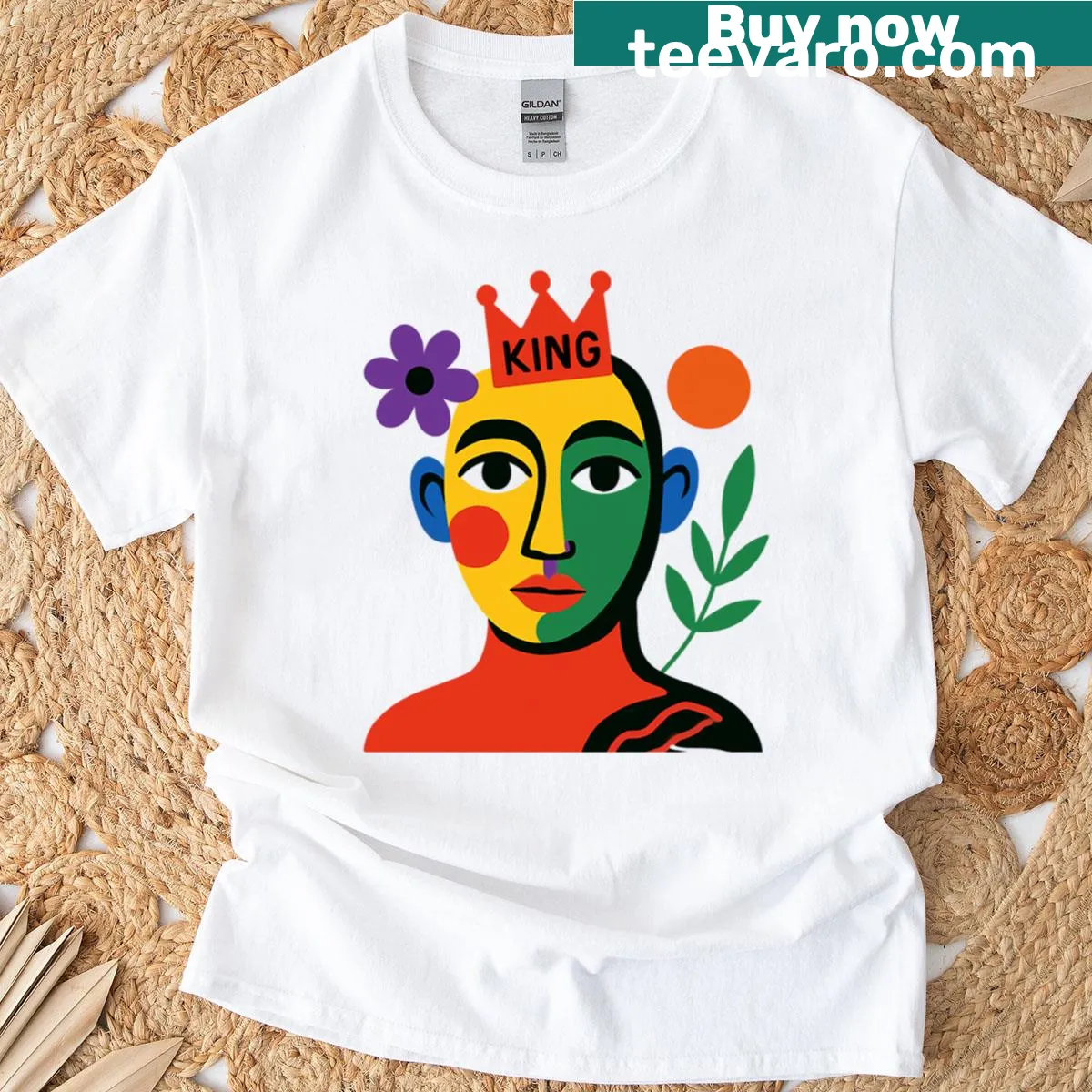 Pop art illustration of a king in a modern royal style. — on a men's t-shirt