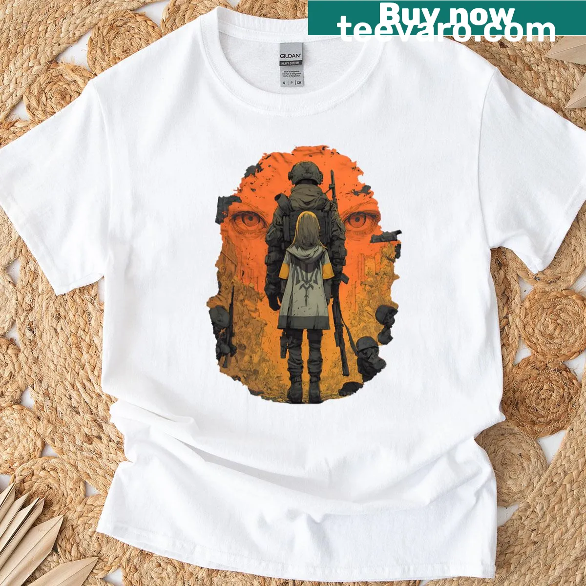 Artistic design promoting bravery and support for Ukraine on t-shirt — on a men's t-shirt