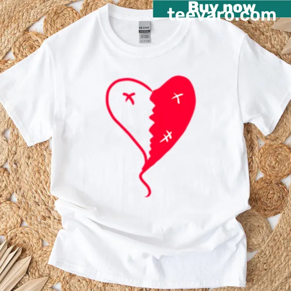 T-shirt with a graphic representing a broken heart and themes of resilience.