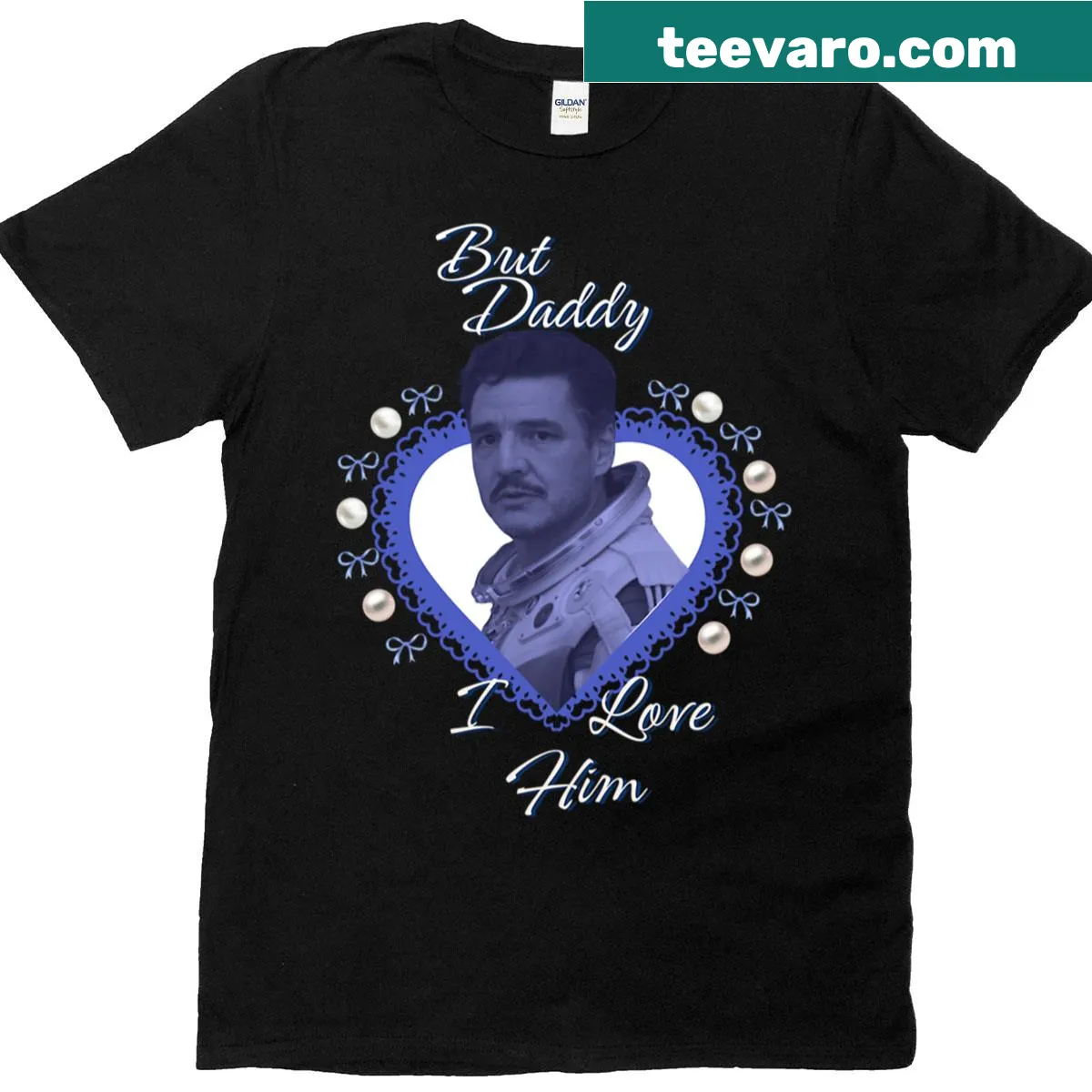 Humorous T-shirt referencing Pedro Pascal and comic characters. — on a men's t-shirt