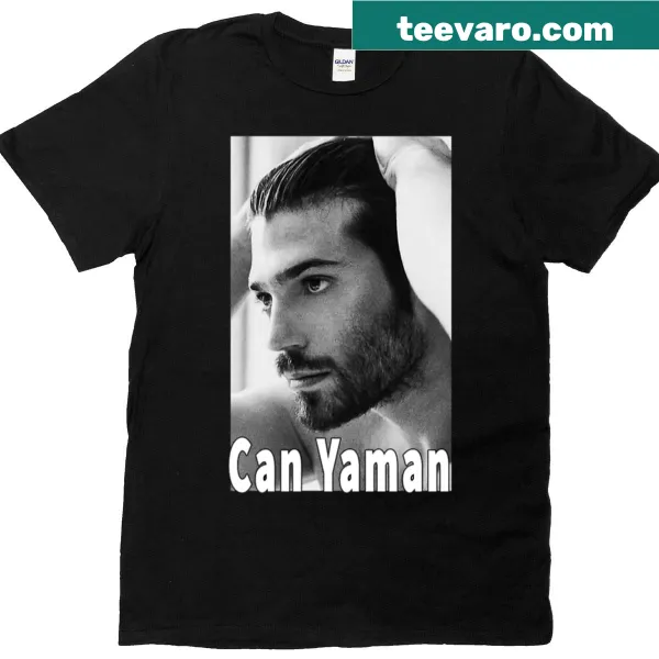 Minimalist black t-shirt featuring Can Yaman's name in crisp typography