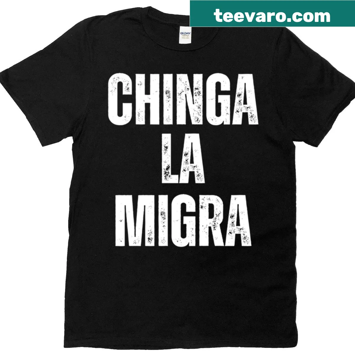 Anti Trump shirt with text 'Chinga La Migra' and 'Resist And Save Democracy' — on a men's t-shirt