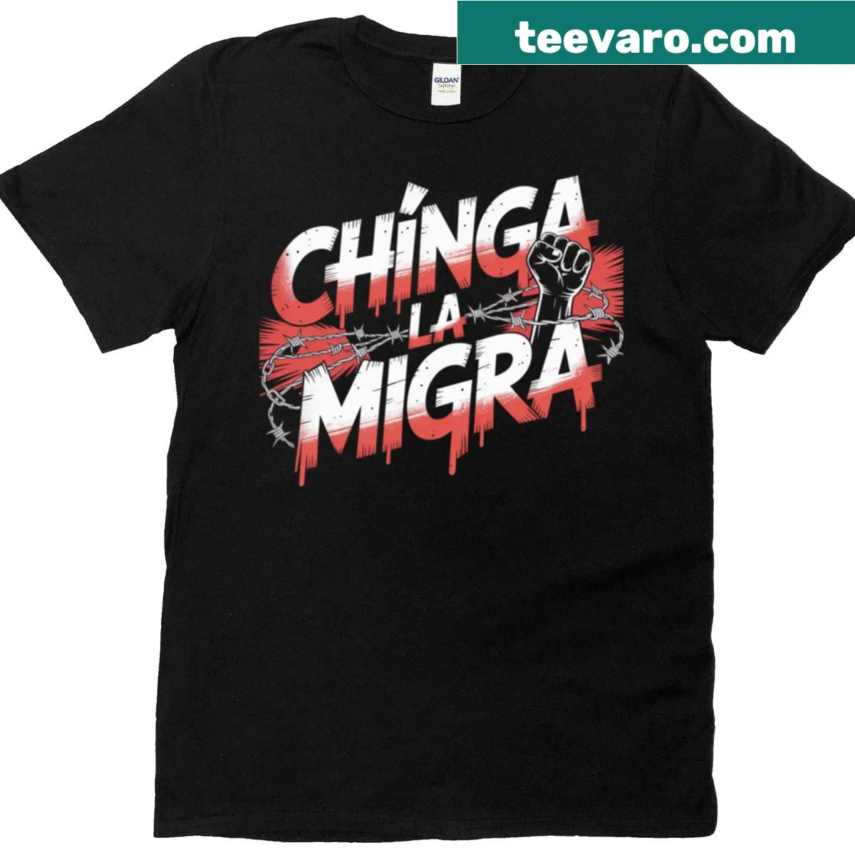 Bold anti-immigration graphic t-shirt — on a men's t-shirt