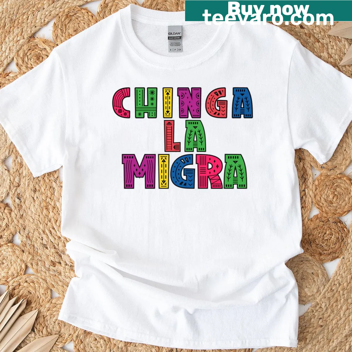 Statement graphic tee with 'No Human Is Illegal' text — on a men's t-shirt